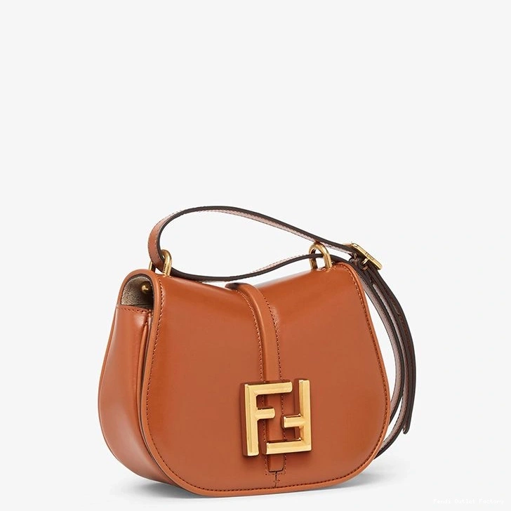 Vintage HOT Calf In Brown Bag Leather Fendi Mini C'mon 0817